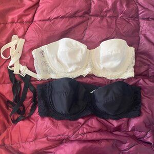 Bundle of Two Strapless Bras, Size 34B, with Straps